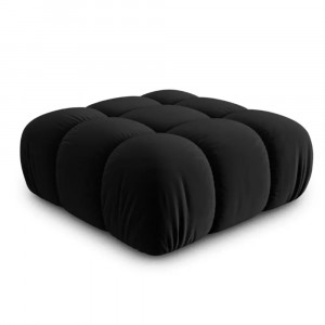 Taburet patrat negru din catifea 94x94 cm Bellis Micadoni