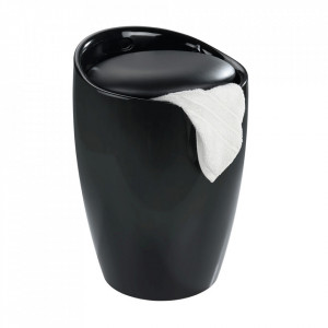 Taburet pentru baie rotund din plastic negru 36 cm Candy B Wenko