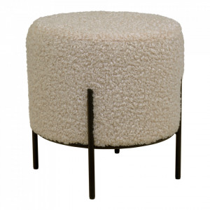 Taburet rotund gej/negru din poliester si otel 36 cm Amanda House Nordic