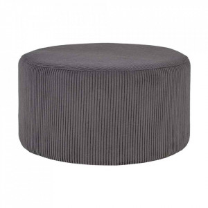 Taburet rotund gri inchis din poliester si lemn de pin 75 cm Melby House Nordic