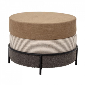 Taburet rotund maro/negru din poliester si fier 60 cm Como Bloomingville