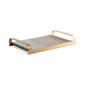 Tava decorativa gri/aurie din marmura 30x50 cm Tetbury Vical Home