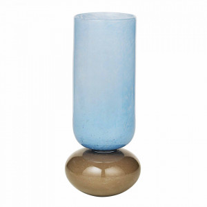 Vaza albastru deschis/grej din sticla suflata 28 cm Dorit Broste Copenhagen