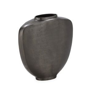 Vaza decorativa argintie din metal 31 cm Maki Thai Natura
