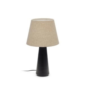 Veioza crem/neagra din textil 60 cm Torrent Kave Home