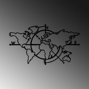 World Map 8Decoratiune de perete neagra din metal 68x118 cm World Map 8 The Home Collection